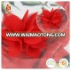 China textile manufacturer polyester 3D red rose flower embroidery printed chiffon african coral lace fabric wholesale