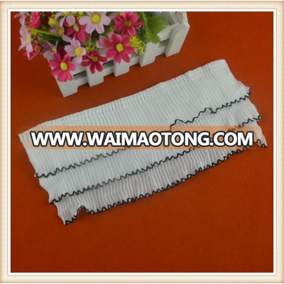 Fashion custom wholesale design border lace white fabric ruffled lace trims on sale